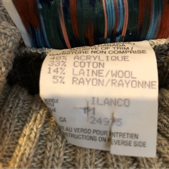 Vintage Wool Cotton Blend Chunky Knit Oversize Turtleneck Sweater Medium - Picture 6 of 8